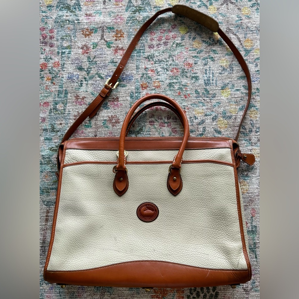 Dooney & Bourke Cream and Brown Laptop Bag